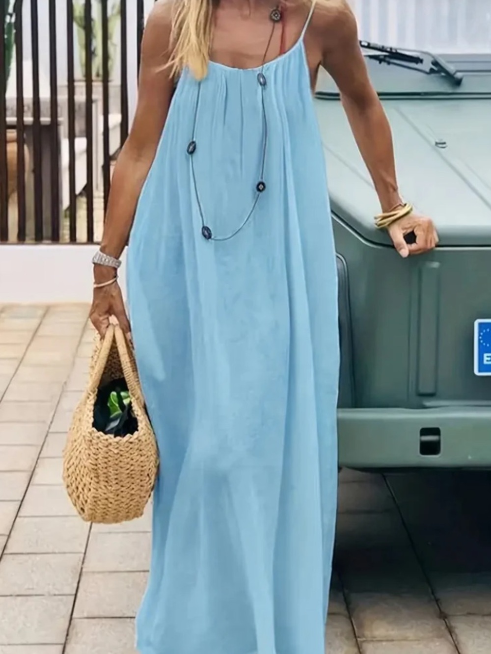 NWT SheCurve Light Blue Spaghetti Strap Maxi Dress XL BS33